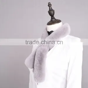 High Quality Small Size Casual Fashion Rex Rabbit Fur Scarf for Women/girls KZ160055 thumbnail-2
