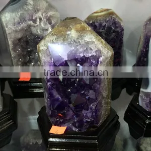 Natural Amethyst Geode Cluster Wand Point Crystal Ornaments For Sale thumbnail-4