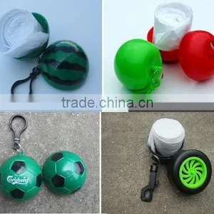Disposable Waterpoof Ball Packed PE Raincoat Rain Cape Poncho With Keychain thumbnail-2
