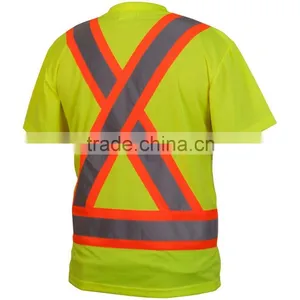 Yellow Hi Vis Short Sleeve Reflective Safety Shirt thumbnail-2