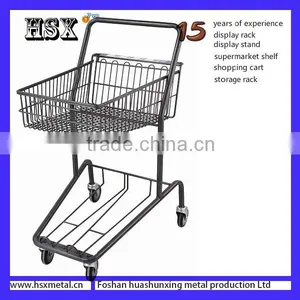 Powder Coat Metal Wire Basket Carts With 4 Wheels /metal Shopping Carts HSX-S480 thumbnail-1