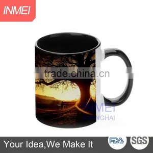 Customized Logo Ceramic Mugs 11oz Inner and Handle Color Mug With High Quality, Black thumbnail-1