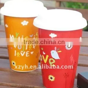 Double Wall Porcelain Mug With Silicone Cap/cover/lid thumbnail-1