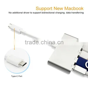 Type C USB 3.1 Hub USB-C to USB 3.0/ Type C Female Charger Adapter for New Macbook ,Google Chromebook Pixel. thumbnail-2
