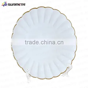 2016 Durable Porcelain Golden Rim Wavy Ceramic Flat Plate thumbnail-1