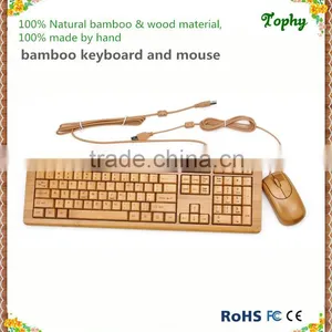 Factory Supply 100% Bamboo Handcrafted Keyboard and Mouse Combo, Wired and Wireless Style Both Available thumbnail-3