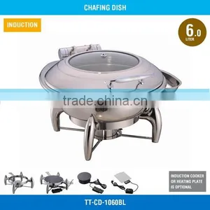 Small Chafing Dish - 6 L, Glass Cover, Mechanical Hinge, TT-CD-1060BL thumbnail-1
