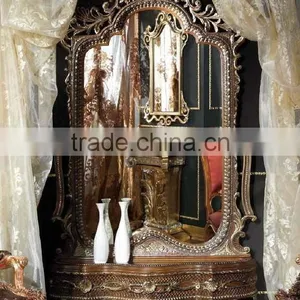 Antique European Noble Furniture Solid Wood Hand Carved Full-length Mirror thumbnail-1