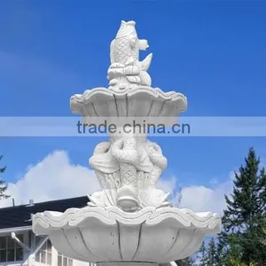 White Marble Water Fountain With Fish thumbnail-2