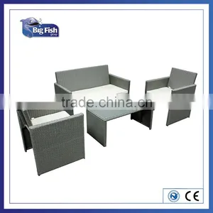 Fire Redardant Fabric Standard 4 Pcs Plastic Outdoor Black ot Blue Rattan /wicker Effect Furniture Set thumbnail-1