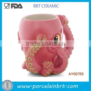 Pink Ceramic 3D Octopus Mug With Tentacle Handle thumbnail-2