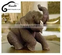 Wood Carved Elephant on the Golden Surface From Thailand thumbnail-1