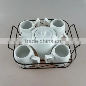 Porcelain Coffee Set With Iron Basket thumbnail-1