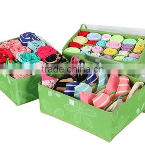 Fashion 7Lattices Oxford Fabric Socks Bra Covered Fabric Storage Box thumbnail-1