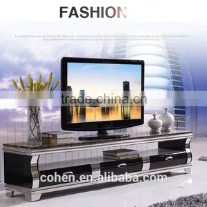 E1073 Royal Luxury High Gloss Stainless Steel TV Stand/cabinet Design With Marble Top thumbnail-1