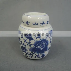 Chinese Blue Decal Ceramic Cremation Pet Urn thumbnail-5