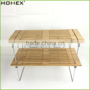 Easy to Storage Bamboo Dish Drying Rack/Folding Plate Drainer Tray/Homex_FSC/BSCI Factory thumbnail-1