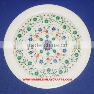 Pietra Dura Marble Inlaid Plate Home Decorative Marble Inlay Plate thumbnail-1