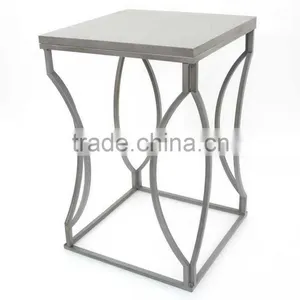 Handmade Tea Table With Wood Top and Metal Leg in Gray thumbnail-1