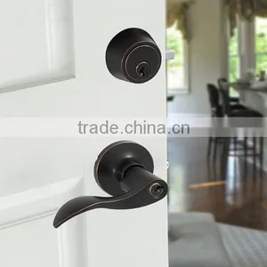 Oil Rub Bronze Zinc Tubular Lever Handle Lock, Single Cylinder Deadbolt Combo Lock thumbnail-2