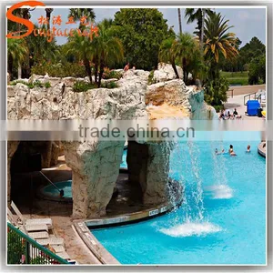 Garden Home Decoration Artificial Fiberglass Rock Waterfall Used Water Fountain for Sale thumbnail-4