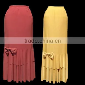 China Manufacturer Summer Bow Ruffle Spandex Tiers Maxi Skirt thumbnail-1