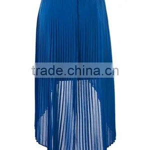 Women Plus Size Clothing Factory Ladies New Model Charming Blue Long Skirt Plain Dyed Summer Sexy Maxi Chiffon Skirt thumbnail-3