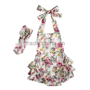 New Arrival Floral Printed Fashion Baby Girl Bubble Romper Infant Girls Bubble Romper thumbnail-2
