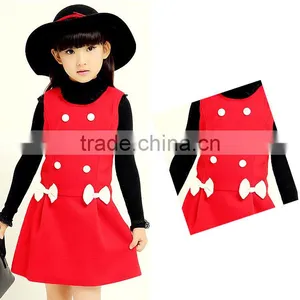 2016 New Girls in Autumn Child Bow Double Breasted Princess Dress Skirts Children A Word Skirt thumbnail-1