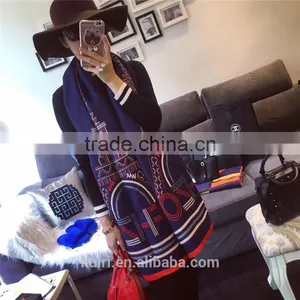 Scarf Brand Women Cashmere Shawl Pink Sailboat Printed Winter Warm Ladies Femme Female Pashmina Design Silk Cape thumbnail-1