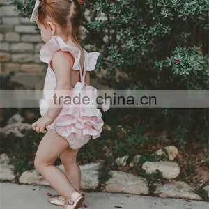 Baby Girl Romper Several Colors Ruffled Linen Fabric Baby Clothes Romper thumbnail-1