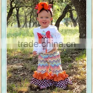 Toddler Girls Thanksgiving Day Tunic Turkey Outfits Baby Clothes Wholesale Price Girls Remake Chevron Ruffle Boutique Outfits thumbnail-1
