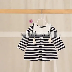 Wholesale Long Sleeve Striped Casual Girls Beautiful Baby Dresses thumbnail-3