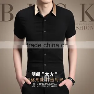 2015 New Style Solid Color Short Sleeve Men Shirt High Quality Shirts thumbnail-1