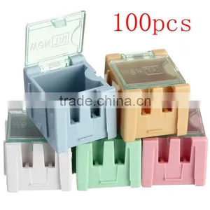 Hot Sale 100pcs SMT SMD Electronic Components Parts Box Cases Patch Laboratory Storage Box Plastic Five Color thumbnail-1