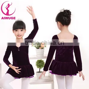 Long Sleeve Velvet Ballet Dance Leotard Keep Warm Children Dancing Dress thumbnail-3