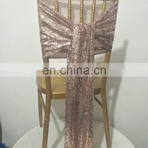 Graceful Popular High Quality Rose Gold Sequin Chair Sash thumbnail-3
