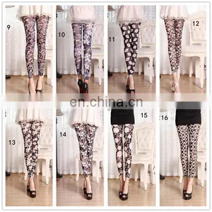 New Arrival Women 3D Digital Printing Flower Grenadine Leggings 18 Colors Wholesale thumbnail-2