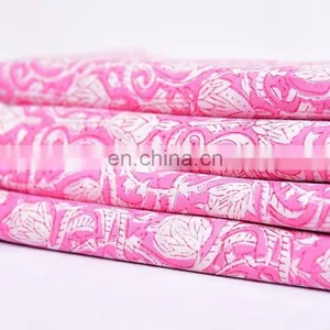 Indian Latest Hand Block Cotton Fabric Crafting Dressmaking Sewing Fabric By Meter thumbnail-1