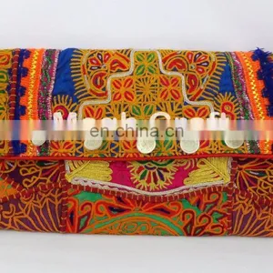 Vintage Afghani Tribal Clutch - Boho Traditional Gypsy Clutch Purse- Indian Unique Banjara Coin Clutch thumbnail-2