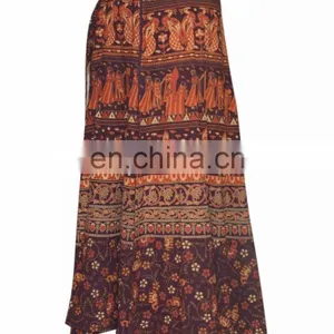 Long Wrap Around Skirt Sarong Wrap Around Dress Summer Hippie Beach Boho Cotton Wrap Around Skirt Dress Hippie Boho Women Wears thumbnail-3