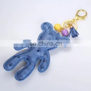 Bear Shaped Leather Keychain With Hook for Bag, Bear Tassel Handbag Keyring,bag Pendant thumbnail-1