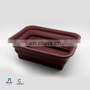 2018 Large Capacity FDA Silicone Collapsible Water Bucket Foldable Food Storage Basket thumbnail-4