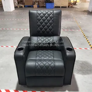Black Leather Power Recliner Single Chair,home Theater Seating With Cupholder thumbnail-1