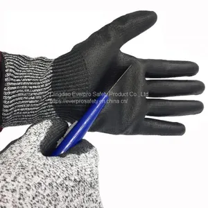 Anti Cut Level 5 13G HPPE Liner PU Dipped Nocry Cut Resistant Gloves With EN388 4543C thumbnail-1