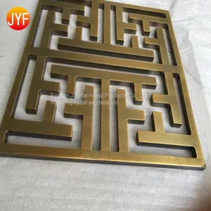 Brass PVD Brushed Stainless Steel Decorative Screen Laser Cut Wall Panel for Hotel Restaurant Decoration thumbnail-1
