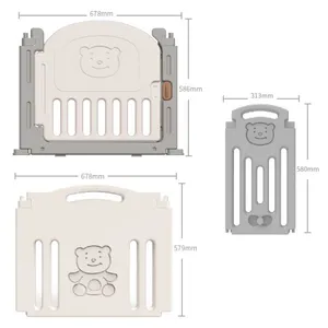 ABST Manufacture Good Quality Big Size Square and Circle Folding Baby Playpen Easy Storage Foldable Baby Bear Fences Plastic thumbnail-2