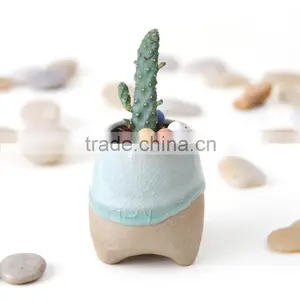 White Blue Orange Red Glazed Ceramic Flower Pots Planters thumbnail-3