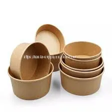 Brown Paper Bowls With Lids Kraft Salad Bowl Eco Friendly Soup Packaging Bowls Takeaway Compostable 8oz Paper Salad Food Packaging thumbnail-1