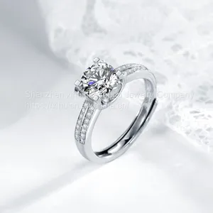2021 Fashion Jewelry Competitive Price Clearity White D Color Moissanite 925 Sterling Silver Resign Rings For Engagement Party thumbnail-3